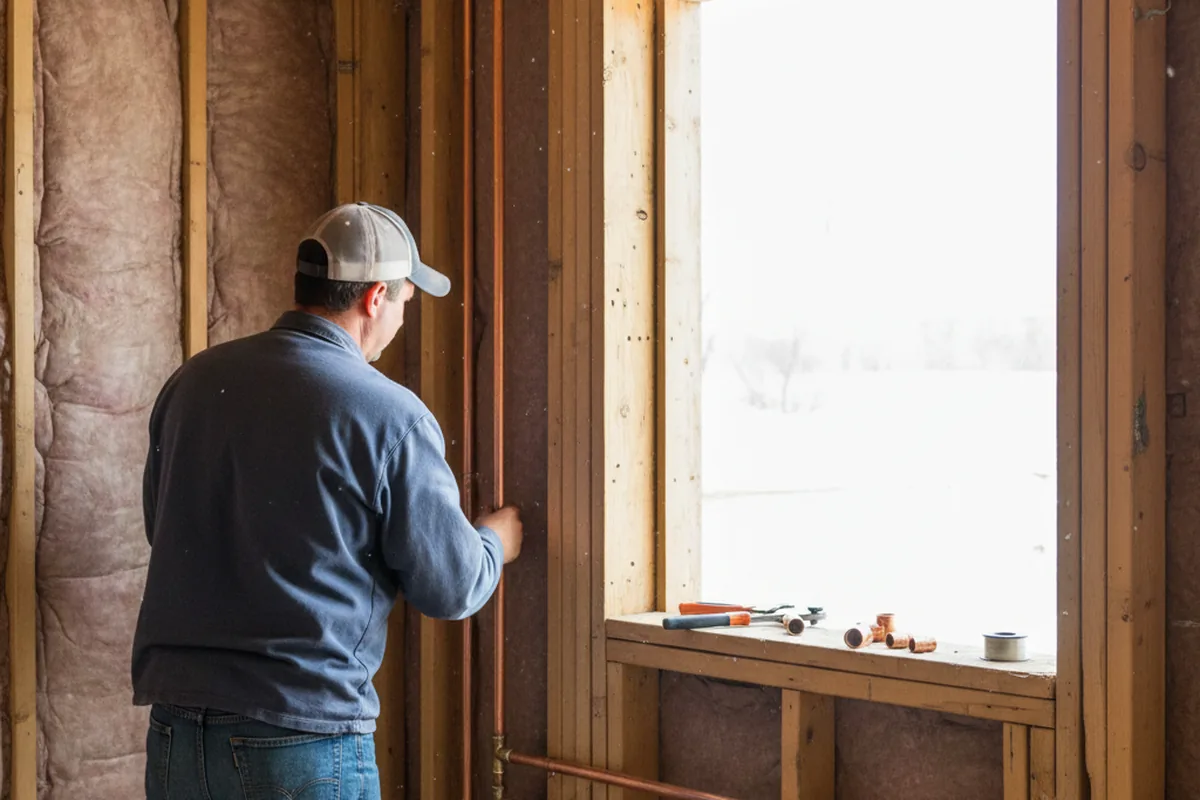 Licensed plumber running new copper supply lines in a Wellston home